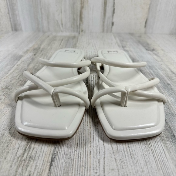 New Marc Fisher Fiada 2 Square Toe Faux Leather Thong Sandal In White #597 - Picture 4 of 8